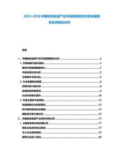 2025-2030中国绿色能源产业市场规模竞争态势发展趋势投资规划分析