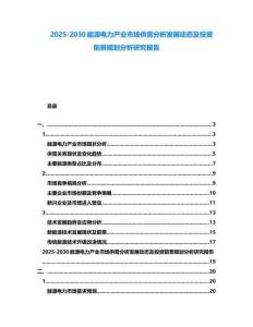 2025-2030能源電力產(chǎn)業(yè)市場(chǎng)供需分析發(fā)展動(dòng)態(tài)及投資前景規(guī)劃分析研究報(bào)告
