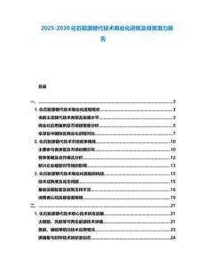 2025-2030化石能源替代技術商業化進程及投資潛力報告