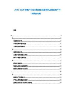 2025-2030房地產(chǎn)行業(yè)市場動態(tài)深度調(diào)研及商業(yè)地產(chǎn)開發(fā)投資方案