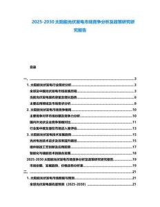 2025-2030太阳能光伏发电市场竞争分析及政策研究研究报告