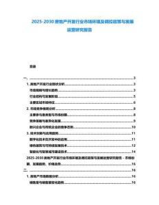 2025-2030房地产开发行业市场环境及调控政策与发展运营研究报告