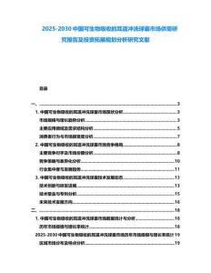 2025-2030中国可生物吸收的耳道冲洗球囊市场供需研究报告及投资拓展规划分析研究文献