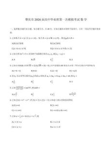 廣東省肇慶市2026屆高三上學期第一次模擬考試數學試題與解析