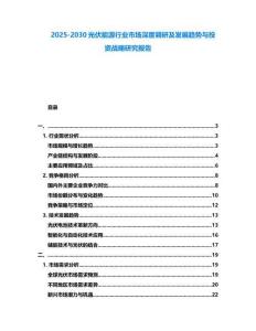 2025-2030光伏能源行业市场深度调研及发展趋势与投资战略研究报告