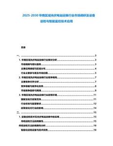 2025-2030華南區(qū)域光伏電站運維行業(yè)市場調(diào)研及設備巡檢與智能監(jiān)控技術應用