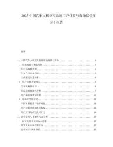 2025中國汽車人機交互系統用戶體驗與市場接受度分析報告
