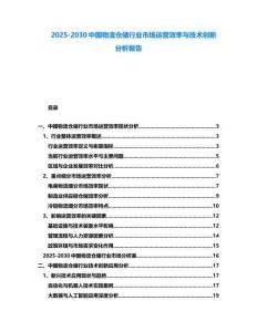 2025-2030中國物流倉儲行業市場運營效率與技術創新分析報告