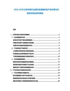 2025-2030化學纖維行業現狀全面解析及產業升級與市場需求變化研究報告