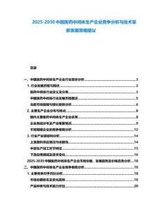 2025-2030中國醫藥中間體生產企業競爭分析與技術革新發展策略建議