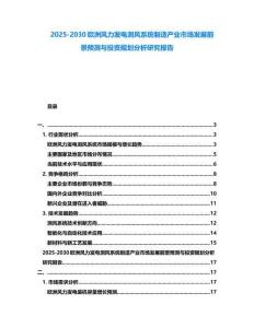 2025-2030歐洲風力發電測風系統制造產業市場發展前景預測與投資規劃分析研究報告