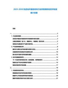 2025-2030先進光纖通信材料行業供需調研動態評估發展計劃案