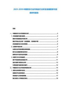 2025-2030中國音樂行業市場運行分析及發展前景與投資研究報告