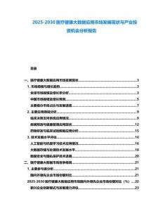2025-2030醫(yī)療健康大數(shù)據(jù)應(yīng)用市場發(fā)展現(xiàn)狀與產(chǎn)業(yè)投資機(jī)會分析報(bào)告