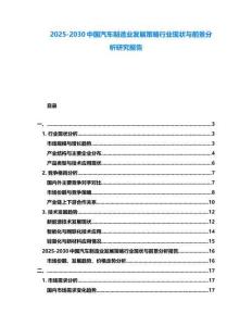 2025-2030中國汽車制造業(yè)發(fā)展策略行業(yè)現(xiàn)狀與前景分析研究報(bào)告