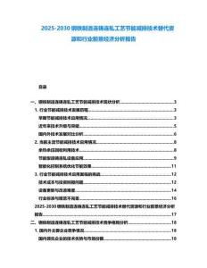 2025-2030钢铁制造连铸连轧工艺节能减排技术替代资源和行业前景经济分析报告