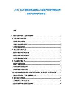 2025-2030钢铁冶炼压延加工行业国内外竞争格局技术创新产能布局分析报告