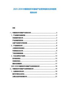 2025-2030中国微创手术器械产业竞争格局与未来趋势预测分析