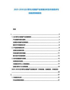 2025-2030云计算与大数据产业发展分析及市场需求与投融资策略报告