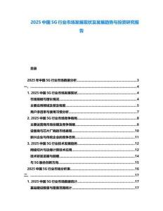 2025中国5G行业市场发展现状及发展趋势与投资研究报告