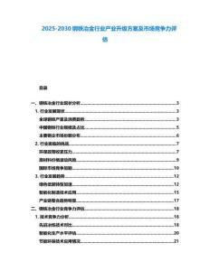 2025-2030钢铁冶金行业产业升级方案及市场竞争力评估