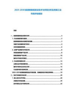 2025-2030能源裝備制造業技術與供需分析及高端工業市場評估規劃