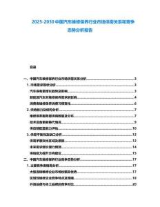 2025-2030中國汽車維修保養(yǎng)行業(yè)市場供需關(guān)系和競爭態(tài)勢分析報告