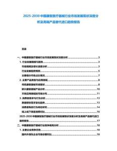 2025-2030中國康復醫療器械行業市場發展現狀深度分析及高端產品替代進口趨勢報告
