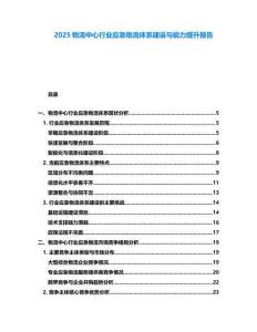 2025物流中心行業應急物流體系建設與能力提升報告