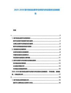 2025-2030現代物流業數字化轉型與供應鏈優化發展報告