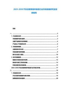 2025-2030汽车改装零部件制造行业市场发展研究及投资指导