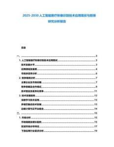 2025-2030人工智能醫(yī)療影像識別技術(shù)應(yīng)用現(xiàn)狀與前景研究分析報(bào)告