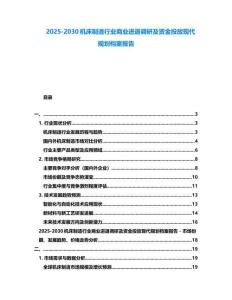 2025-2030機床制造行業商業進退調研及資金投放現代規劃檔案報告