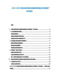 2025-2030中國衛星導航定位服務軍民融合與民用推廣研究報告