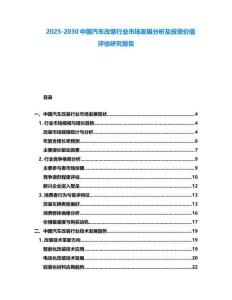 2025-2030中国汽车改装行业市场发展分析及投资价值评估研究报告
