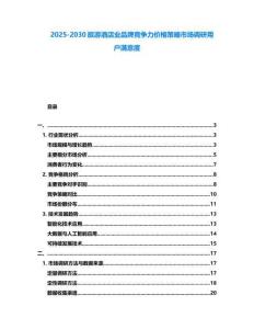 2025-2030旅游酒店業品牌競爭力價格策略市場調研用戶滿意度