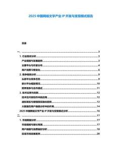 2025中國(guó)網(wǎng)絡(luò)文學(xué)產(chǎn)業(yè)IP開發(fā)與變現(xiàn)模式報(bào)告