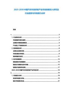 2025-2030中國汽車科技研發產業市場發展深入研究及行業趨勢與市場潛力分析
