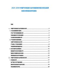 2025-2030中國汽車制造行業市場前景供需分析及品牌投資決策規劃研究報告