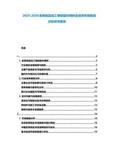 2025-2030皮革制品加工領域現狀調研及投資布局規劃分析研究報告