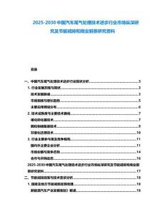 2025-2030中國汽車尾氣處理技術(shù)進步行業(yè)市場縱深研究及節(jié)能減排和商業(yè)前景研究資料