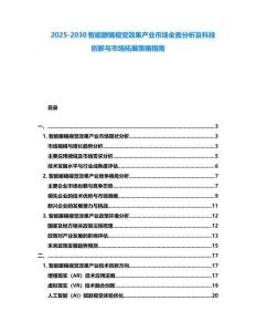 2025-2030智能眼鏡視覺效果產(chǎn)業(yè)市場全面分析及科技創(chuàng)新與市場拓展策略指南