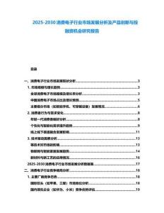 2025-2030消費電子行業(yè)市場發(fā)展分析及產(chǎn)品創(chuàng)新與投融資機會研究報告