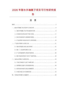 2026年耐水外墻膩子項目可行性研究報告