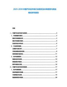 2025-2030中國汽車后市場行業現狀及未來趨勢與商業模式研究報告
