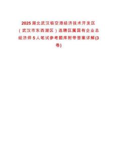 2025湖北武漢臨空港經濟技術開發區（武漢市東西湖區）選聘區屬國有企業總經濟師5人筆試參考題庫附帶答案詳解(3卷)