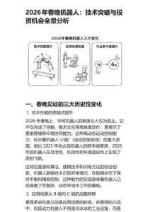 春晚機器人技術突破與投資機會全景分析
