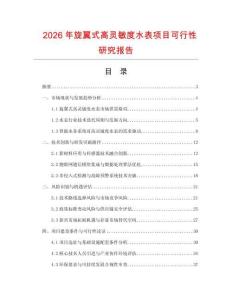 2026年旋翼式高靈敏度水表項目可行性研究報告