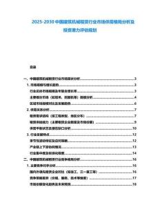 2025-2030中國建筑機械租賃行業市場供需格局分析及投資潛力評估規劃