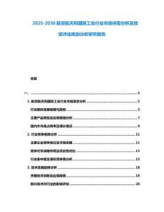 2025-2030航空航天和國防工業行業市場供需分析及投資評估規劃分析研究報告